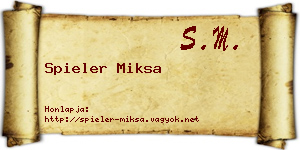 Spieler Miksa névjegykártya